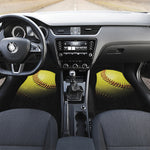 Yellow Softball Ball Print Front and Back Car Floor Mats