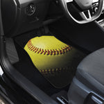 Yellow Softball Ball Print Front and Back Car Floor Mats