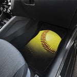 Yellow Softball Ball Print Front and Back Car Floor Mats