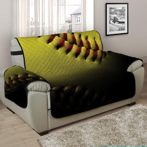 Yellow Softball Ball Print Half Sofa Protector