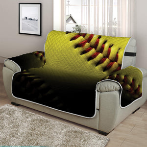 Yellow Softball Ball Print Half Sofa Protector