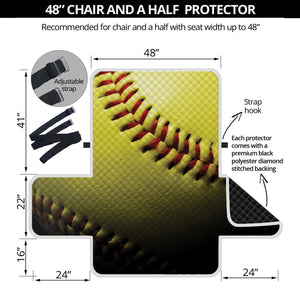 Yellow Softball Ball Print Half Sofa Protector