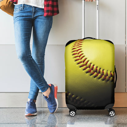 Yellow Softball Ball Print Luggage Cover