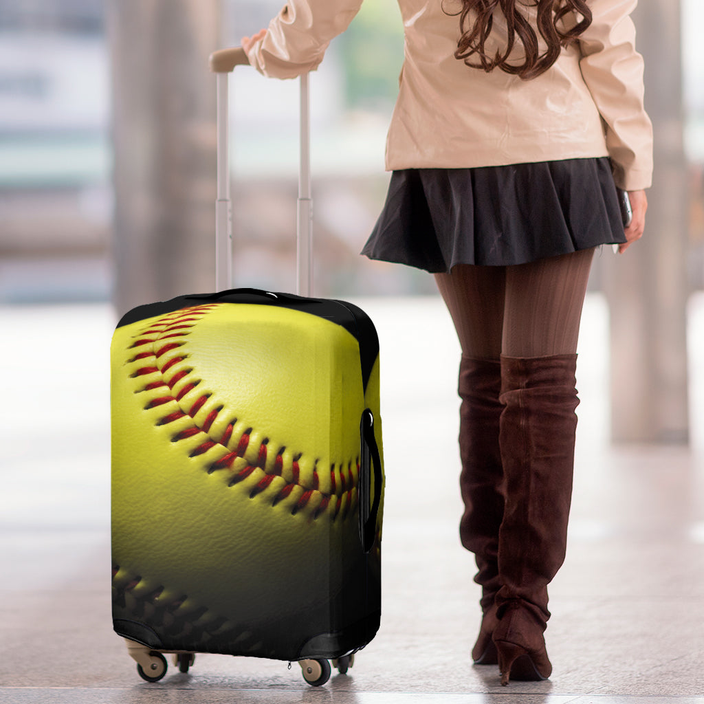 Yellow Softball Ball Print Luggage Cover