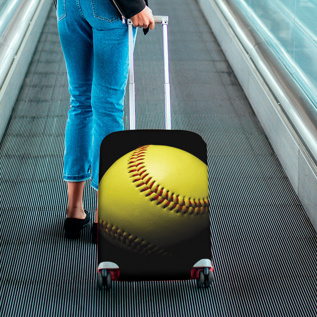 Yellow Softball Ball Print Luggage Cover