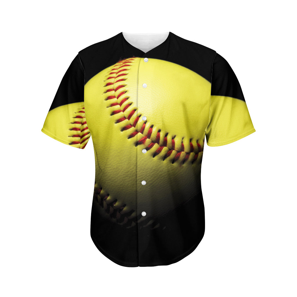 Yellow Softball Ball Print Men's Baseball Jersey