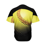 Yellow Softball Ball Print Men's Baseball Jersey