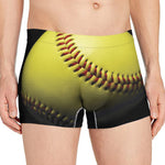 Yellow Softball Ball Print Men's Boxer Briefs