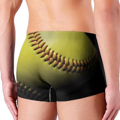 Yellow Softball Ball Print Men's Boxer Briefs