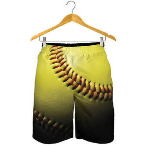 Yellow Softball Ball Print Men's Shorts