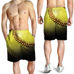 Yellow Softball Ball Print Men's Shorts