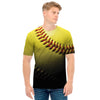 Yellow Softball Ball Print Men's T-Shirt