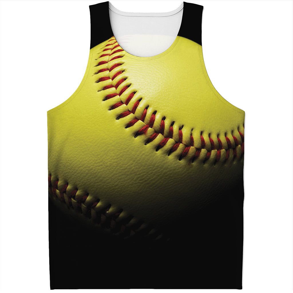 Yellow Softball Ball Print Men's Tank Top