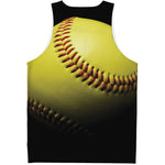 Yellow Softball Ball Print Men's Tank Top