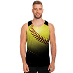 Yellow Softball Ball Print Men's Tank Top