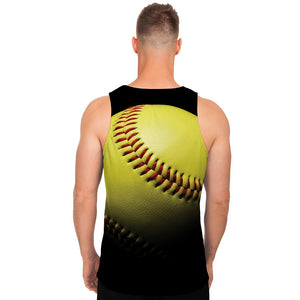 Yellow Softball Ball Print Men's Tank Top