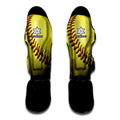Yellow Softball Ball Print Muay Thai Shin Guards