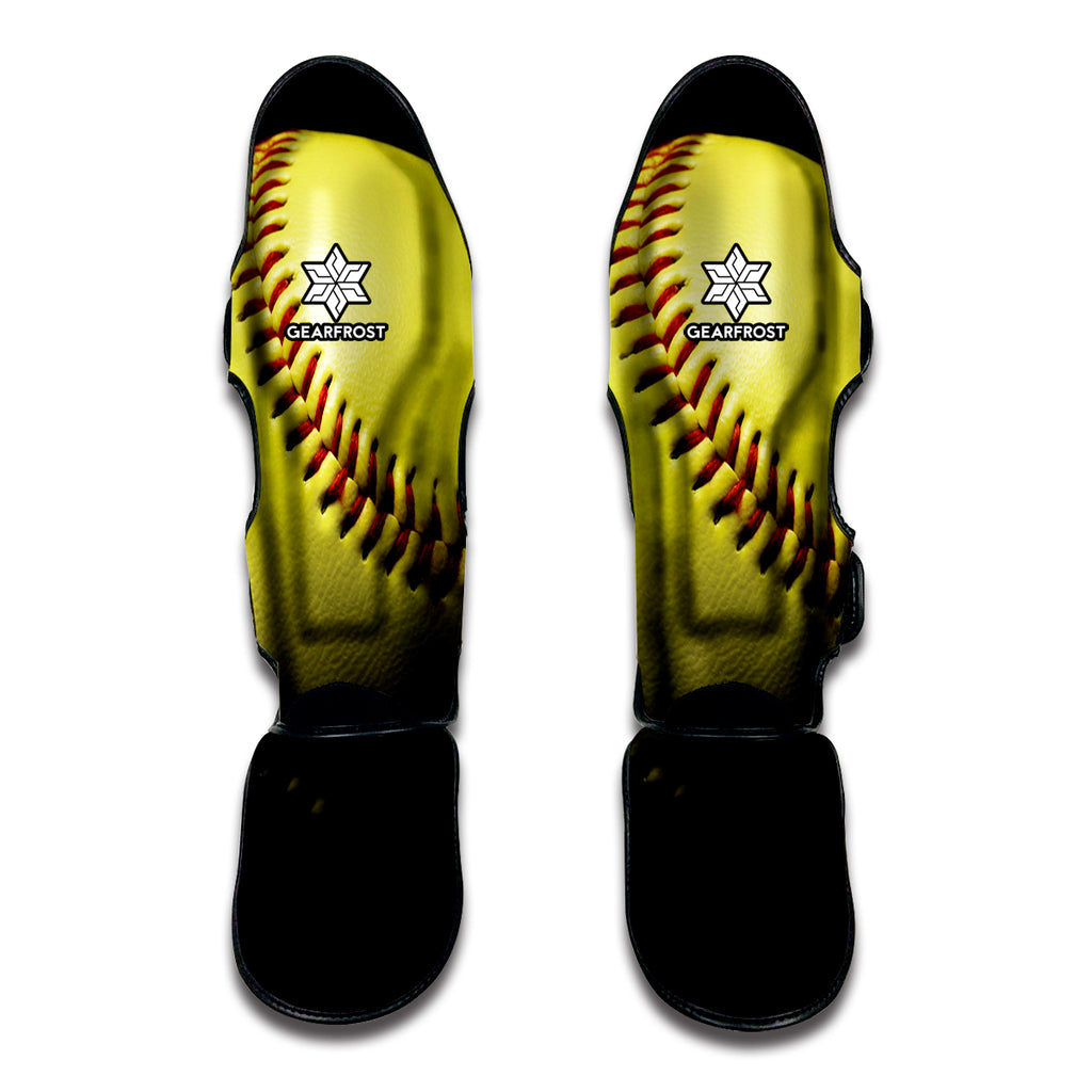 Yellow Softball Ball Print Muay Thai Shin Guard