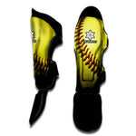 Yellow Softball Ball Print Muay Thai Shin Guard