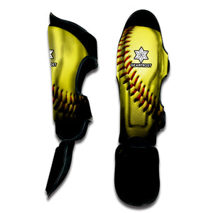 Yellow Softball Ball Print Muay Thai Shin Guard