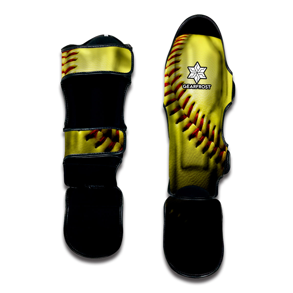 Yellow Softball Ball Print Muay Thai Shin Guard