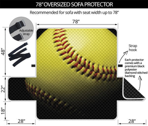 Yellow Softball Ball Print Oversized Sofa Protector