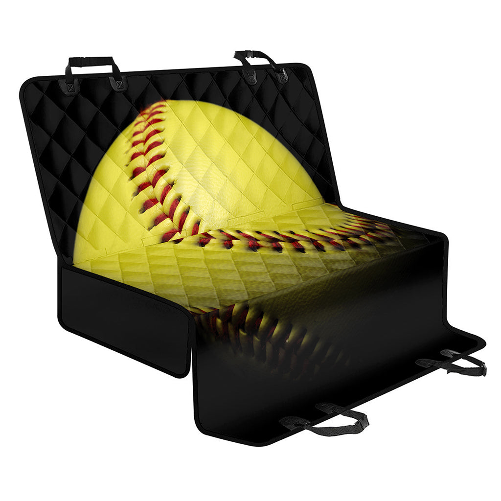 Yellow Softball Ball Print Pet Car Back Seat Cover