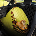 Yellow Softball Ball Print Pet Car Back Seat Cover