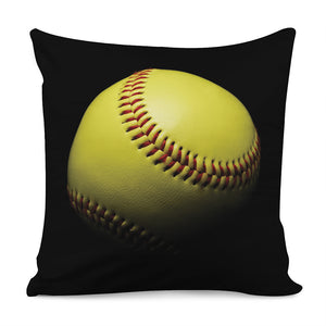 Yellow Softball Ball Print Pillow Cover