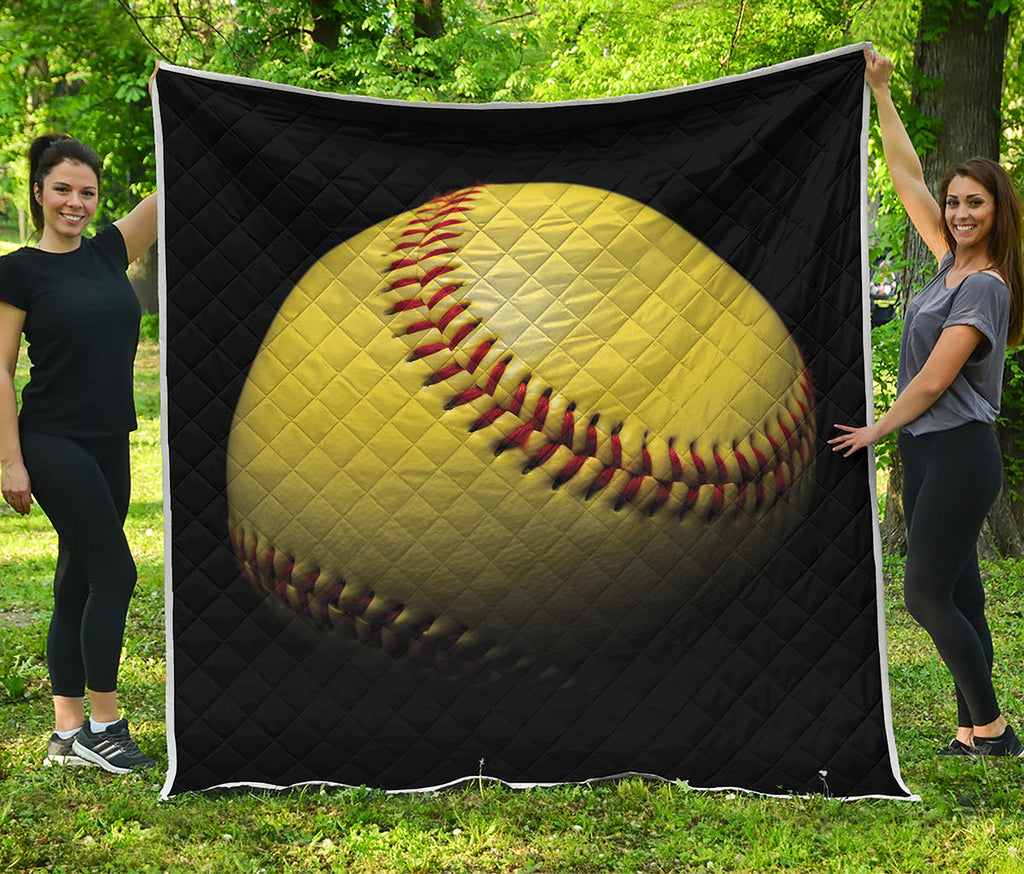 Yellow Softball Ball Print Quilt