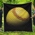 Yellow Softball Ball Print Quilt