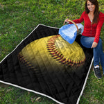 Yellow Softball Ball Print Quilt