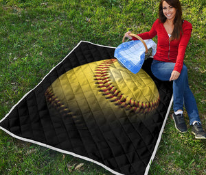 Yellow Softball Ball Print Quilt