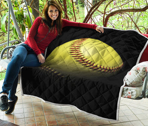 Yellow Softball Ball Print Quilt