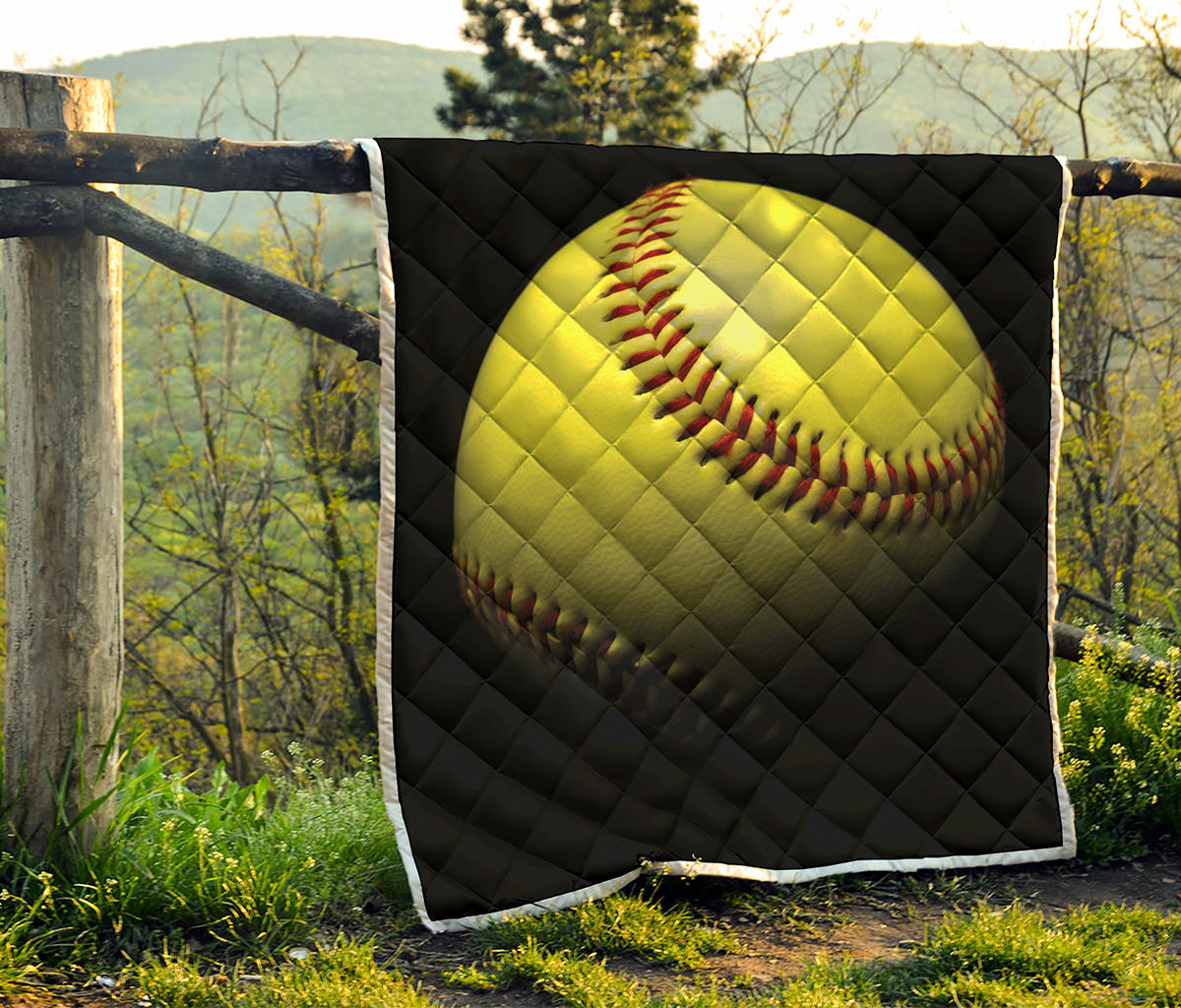 Yellow Softball Ball Print Quilt