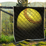 Yellow Softball Ball Print Quilt