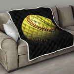 Yellow Softball Ball Print Quilt