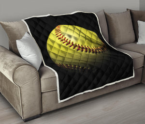 Yellow Softball Ball Print Quilt