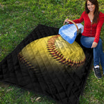 Yellow Softball Ball Print Quilt