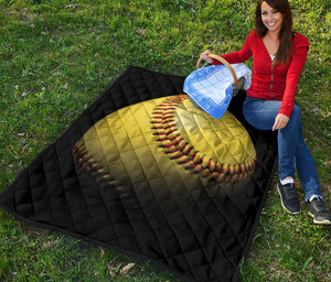 Yellow Softball Ball Print Quilt