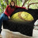 Yellow Softball Ball Print Quilt