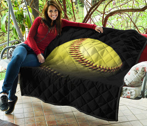 Yellow Softball Ball Print Quilt