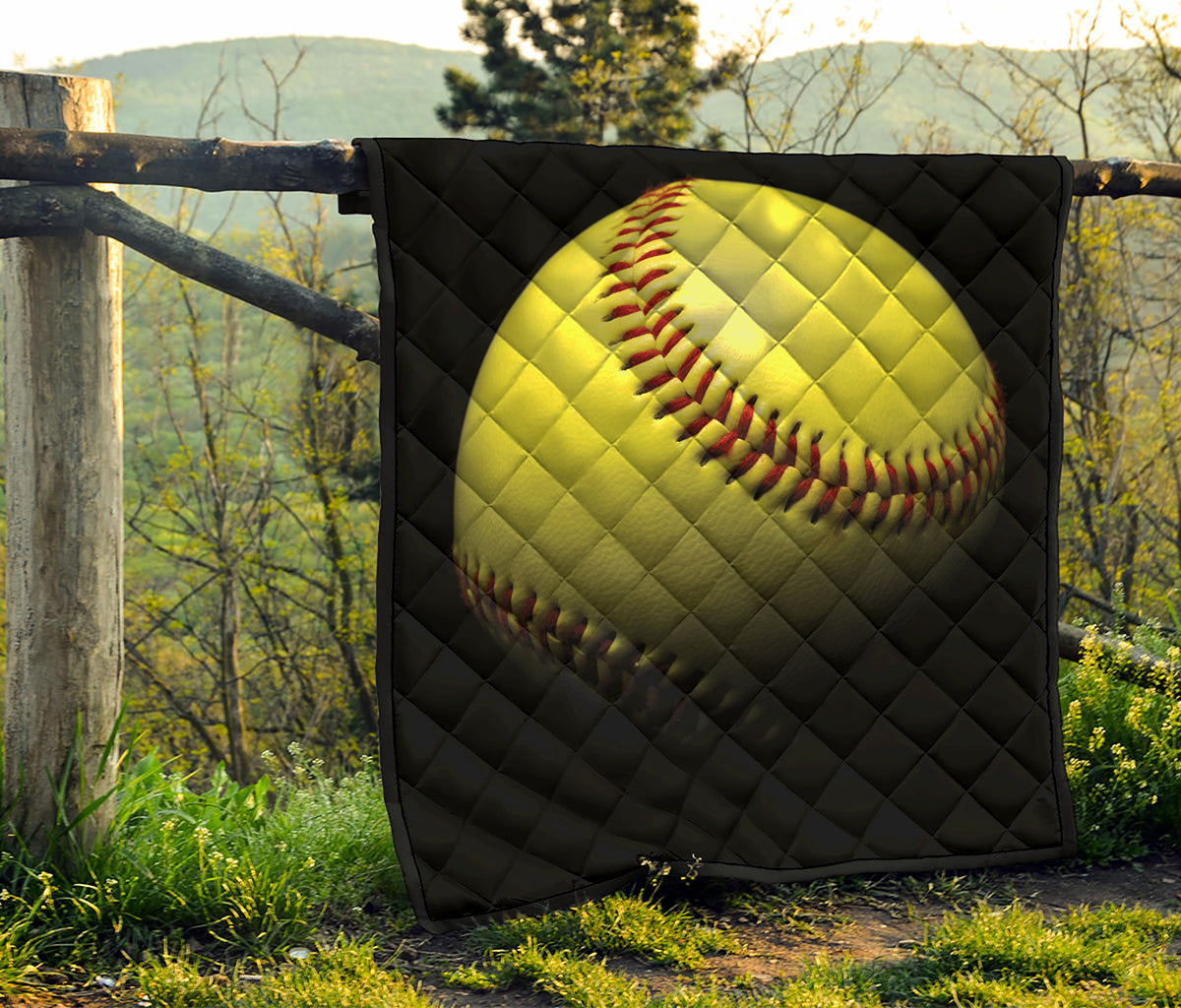 Yellow Softball Ball Print Quilt