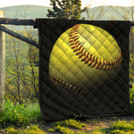 Yellow Softball Ball Print Quilt