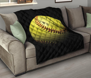 Yellow Softball Ball Print Quilt