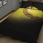 Yellow Softball Ball Print Quilt Bed Set