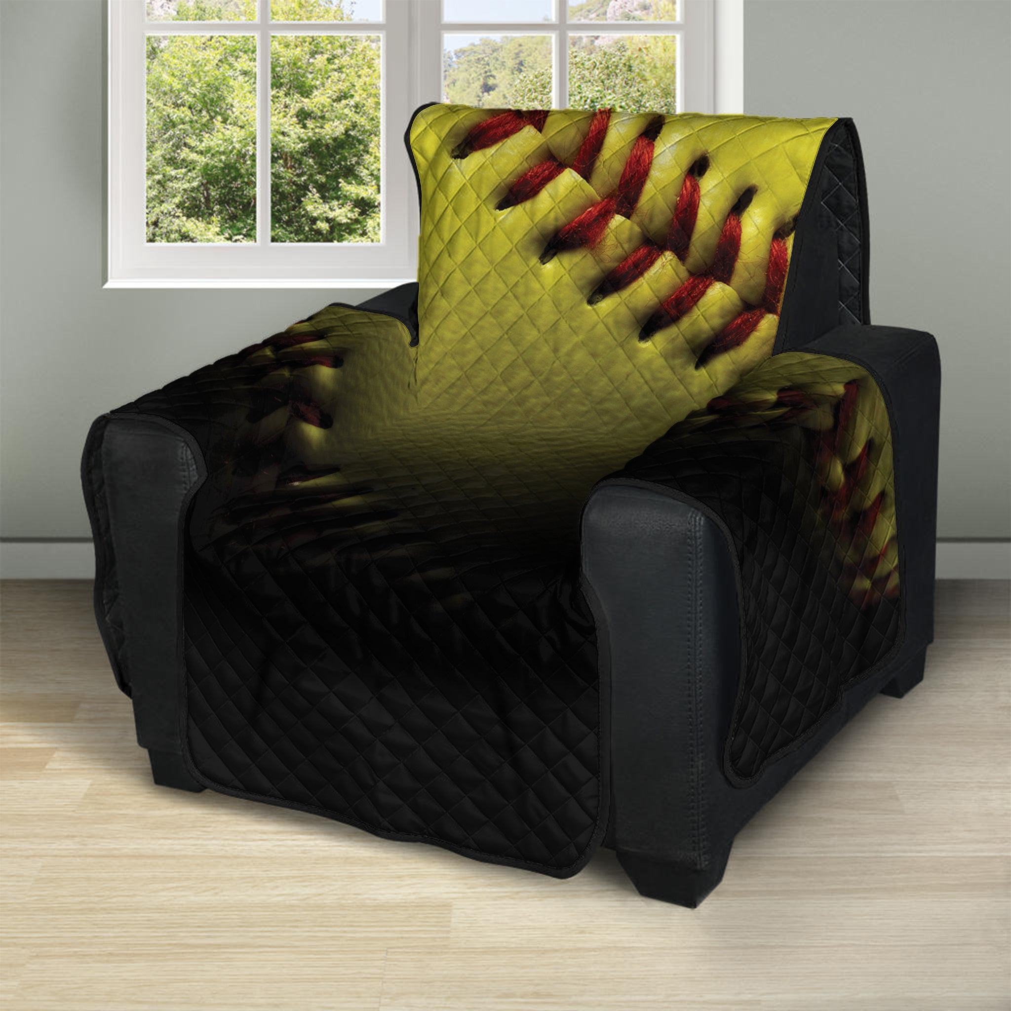 Yellow Softball Ball Print Recliner Protector