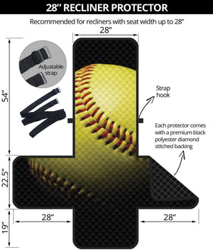 Yellow Softball Ball Print Recliner Protector