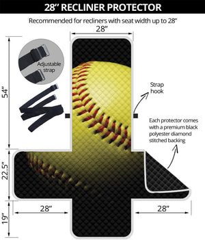 Yellow Softball Ball Print Recliner Protector