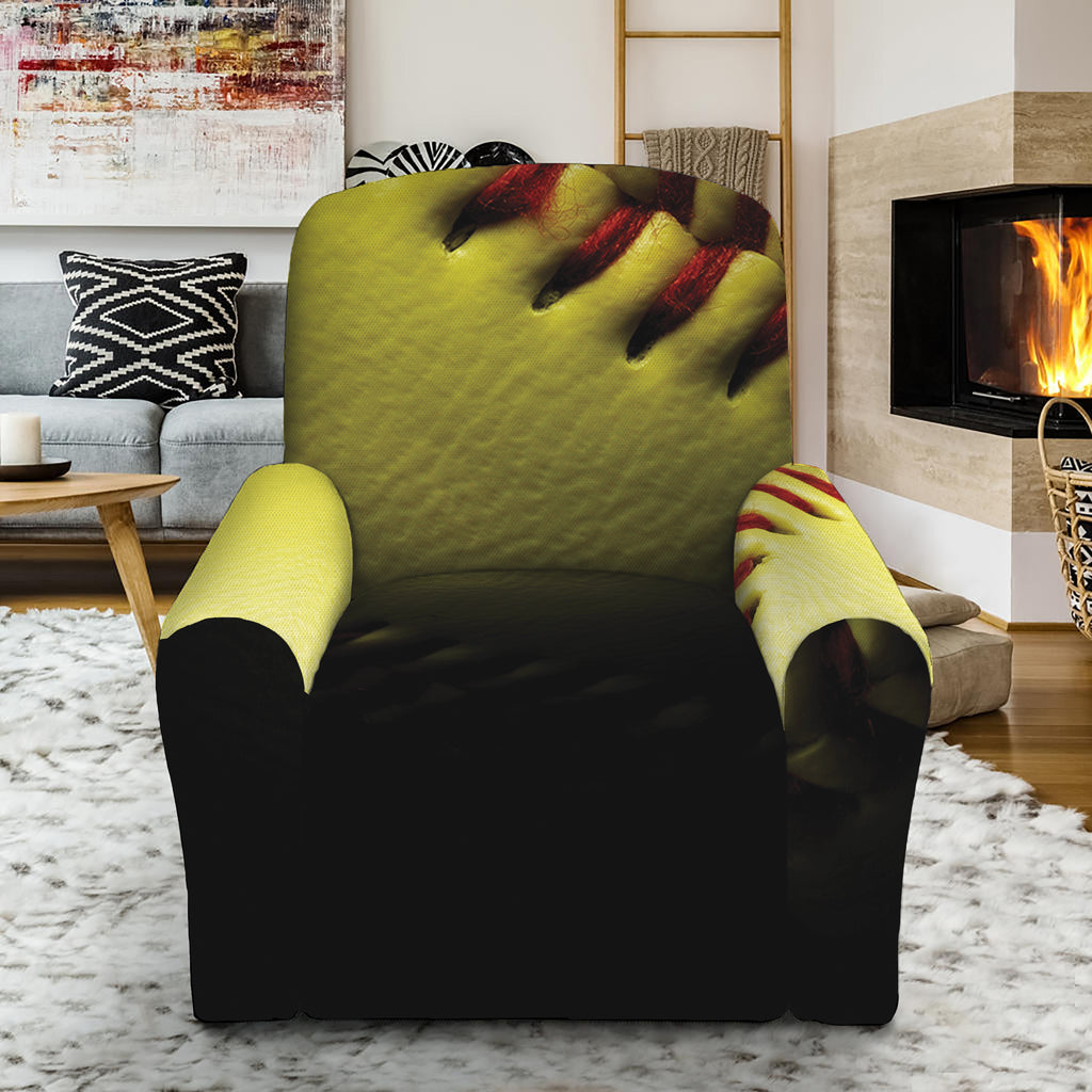 Yellow Softball Ball Print Recliner Slipcover